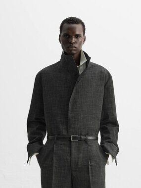 Zara — Grey Textured Fabric Jacket — Medium